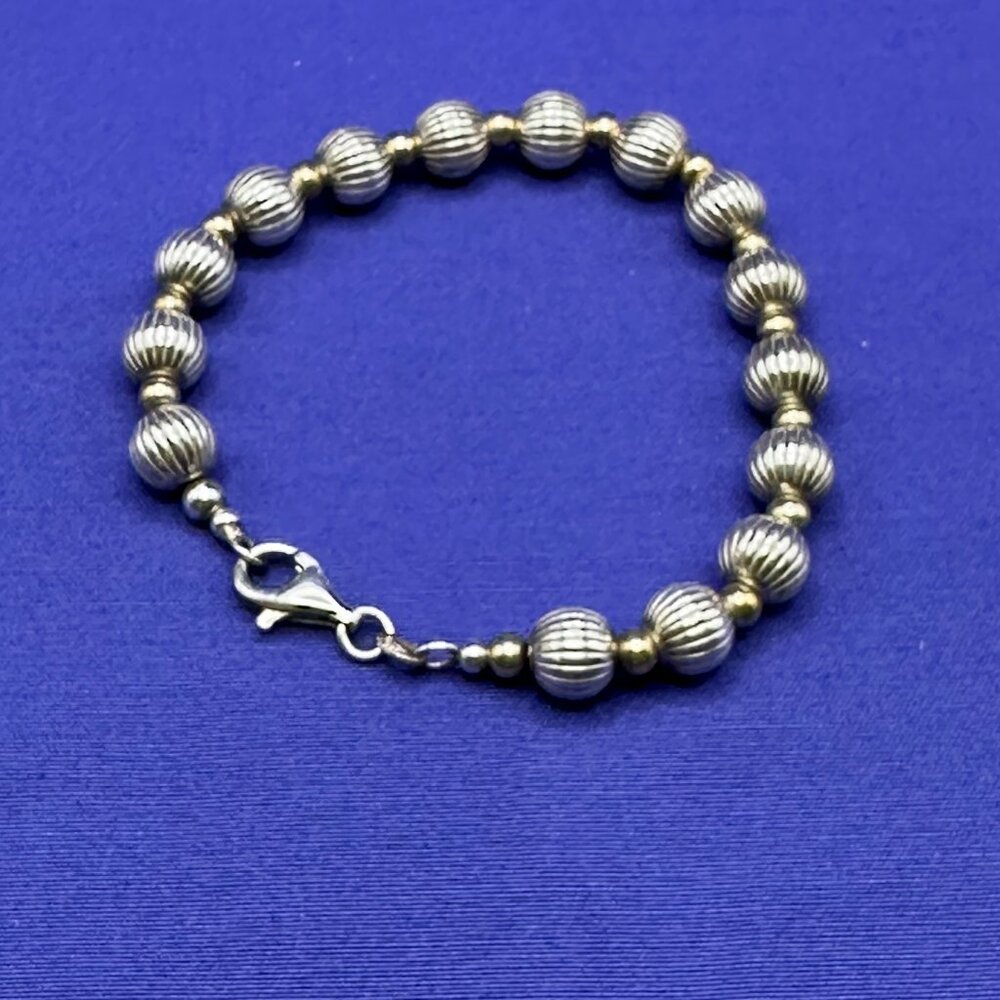 Sterling Silver Fluted Bead Bracelet - Picture 7 of 15